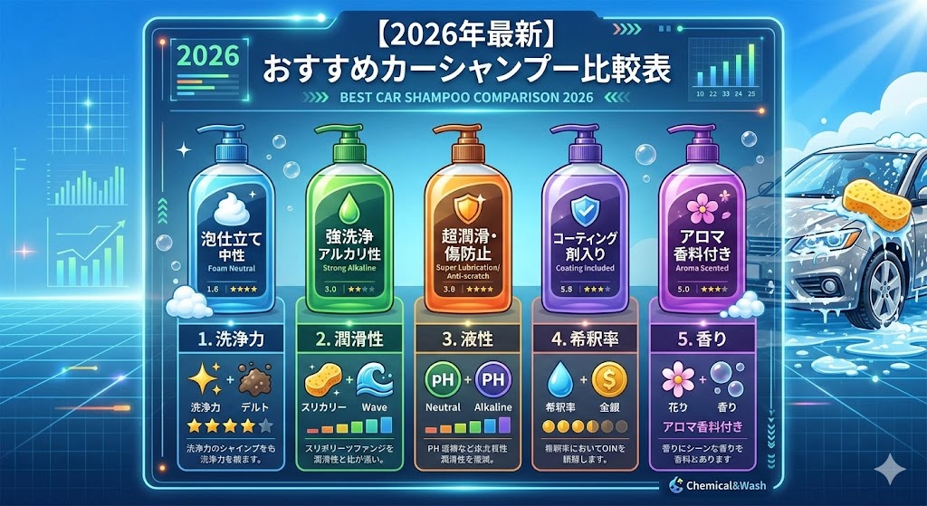 【2026年最新】おすすめカーシャンプー比較表